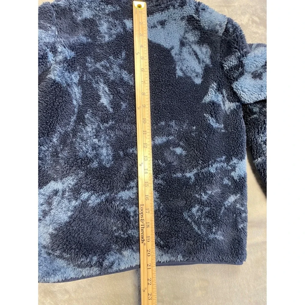 Hurley Boys Sherpa 1/4 Zip Pullover Blue Camo Kangaroo Pockets Size L 10/12 Warm